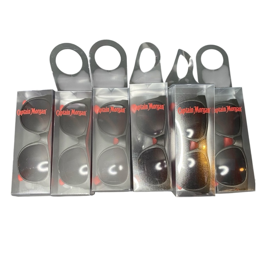 New Lot Of 6 Captain Morgan Whiskey Sunglasses Black/ Red Limited Edition
